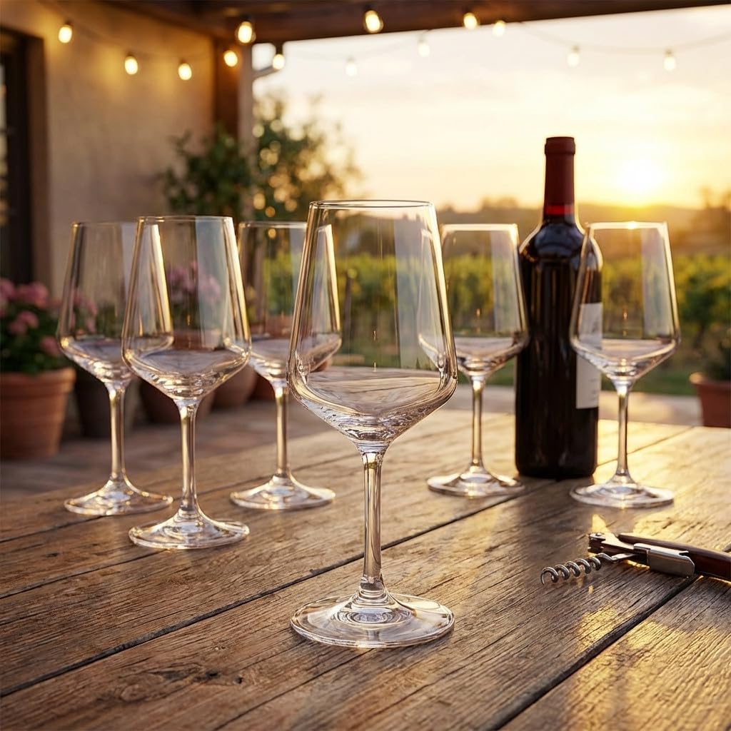 Suinga Copas de Cristal para Vino Tinto | Pack 6 Unidades | Diseño Elegante y Resistente | Ideales para Celebraciones y Eventos | Brillo y Transparencia Premium para Brindis Perfectos