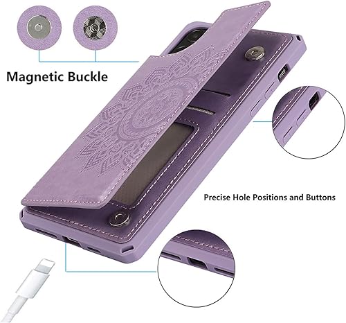 Miniatura 215 de Cavor for iPhone 11 Wallet Case with Card Slots Holder,Premium PU Leather Kickstand Feature Case [Wrist Strap] Double Magnetic Clasp Shockproof Flip