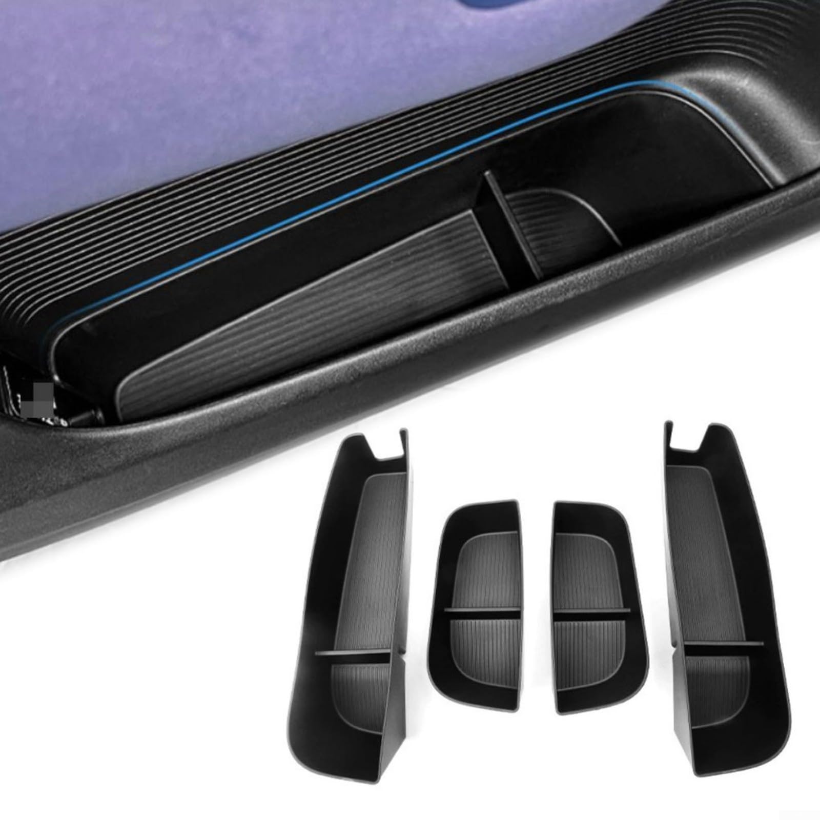 Lot de 4 boîtes de rangement en TPE pour porte XPENG G6 G7 2023-2025, organiseur intérieur de voiture résistant aux chocs, étanche, poche de porte noire, accessoires