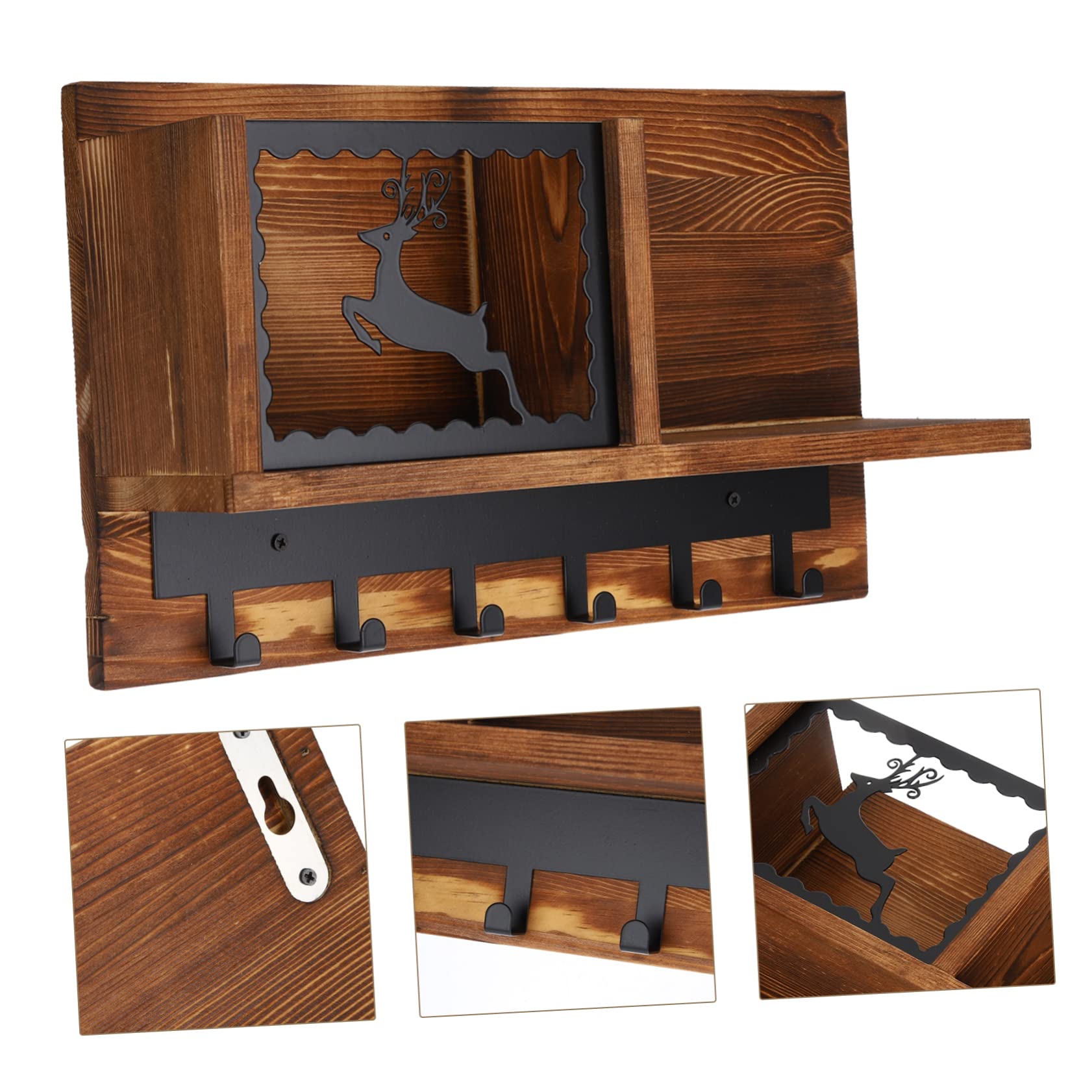 Portachiavi da Parete Organizer Marrone in Legno e Ferro