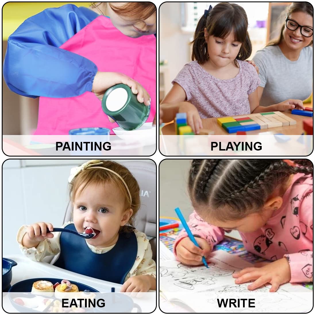 Malschürze Für Kinder 8-10 Jahre – Wasserdicht Mit Ärmeln & 3 Taschen, Für Malen, Kochen & Co. (L-Größe)