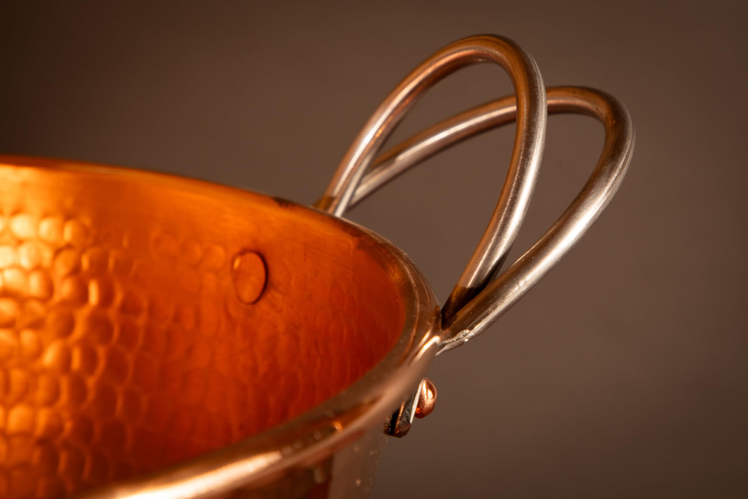 Sertodo Copper Miska do mieszania, 100% czysta miedź, 1,5 l, średnica 45 cm, ergonomiczny uchwyt ze stali nierdzewnej, ręcznie młotkowane, ubijaj jajka do perfekcji