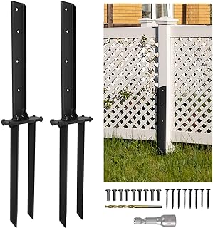Fence Post Repair Kit,Heavy Duty Steel Fence Post Repair Stakes,Post Anchor Double Ground Spike,Wooden Fences Post Support for Repairing Damaged Fence Gate Posts Sign Posts or Mailbox(2Pack)…