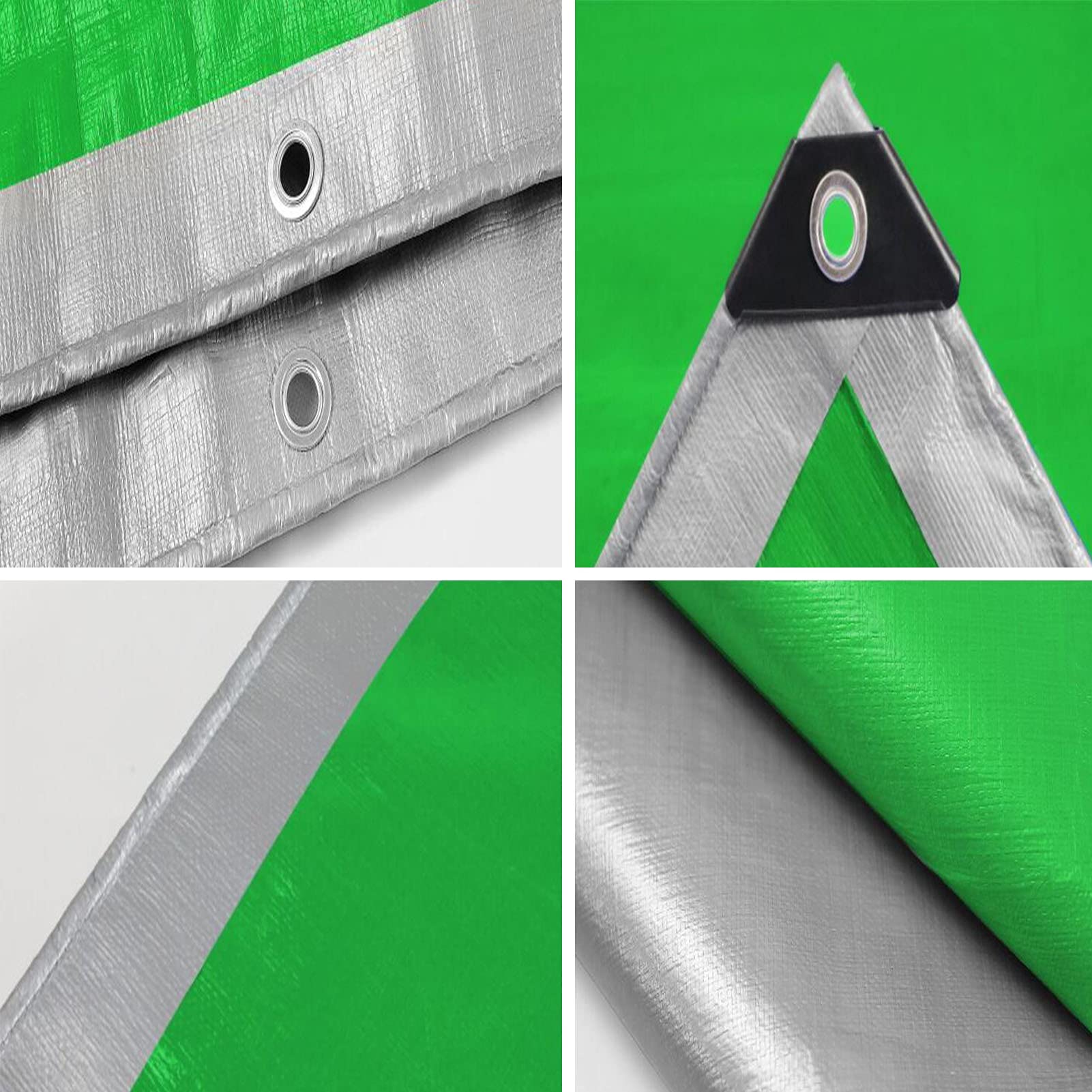 Lona impermeable resistente con ojales, doble revestimiento de PVC, lona gruesa para tienda de campaña, refugio, remolque, cubierta de camión, color plateado, 4 x 8 m, disponible en 20 tamaños