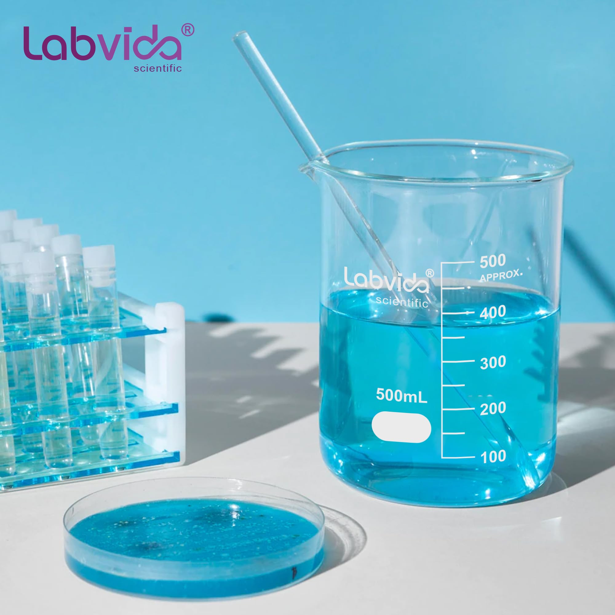 Vaso de vidrio, Vol. 3000 ml, 3.3 Borosilicate Griffin de baja forma con graduación impresa, LVA022