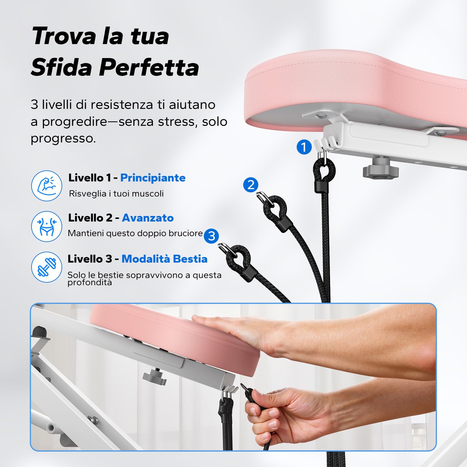 MERACH 2-in-1 Macchina per Squat e Vogatore, Pieghevole, Attrezzo per Glutei, Gambe e Core, Montaggio in 10 Minuti per Casa e Palestra, Carico Massimo 160 KG – R07 Bianco - Vista 7