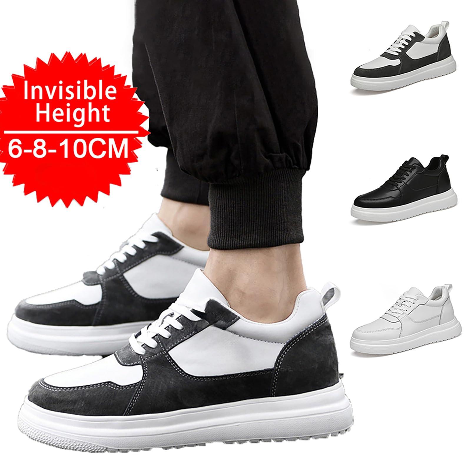 Elevateshoes - Scarpe da ginnastica da uomo, comode, traspiranti, leggere, per attività all'aperto, corsa, tennis, comode, sportive, 8 cm di altezza