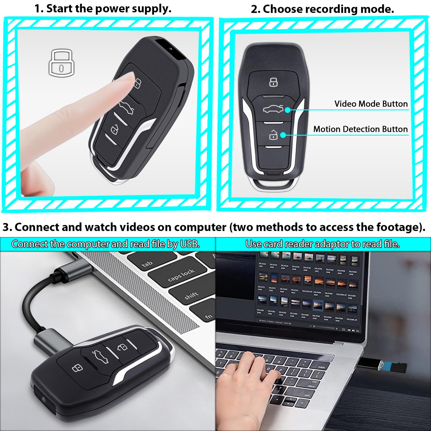 Mini cámara de video de 64 GB, cámara de vigilancia portátil de 1080P con detección de movimiento, cámara de seguridad para el hogar y la oficina al aire libre