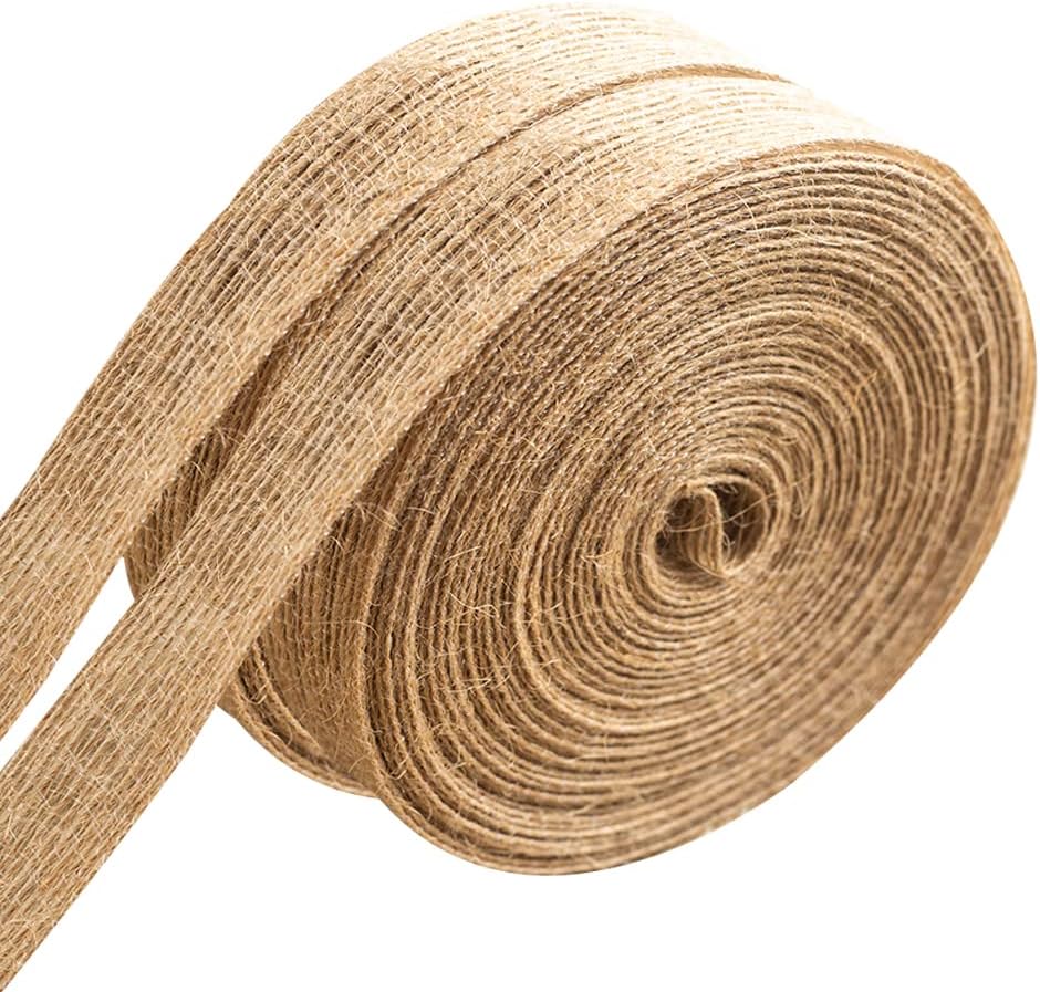 jijAcraft 10M Hessian Ribbon, Natural Burlap Ribbon Roll, Brown Jute ...