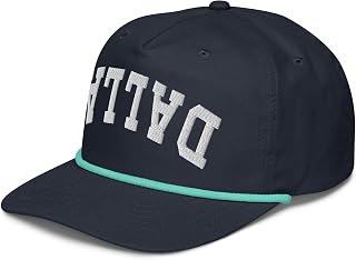 NG Upside Down Dallas Embroidered Semi Curved w/Contrasting Rope Retro Golf Cap Relaxed Fit Contrasting Snapback Hat
