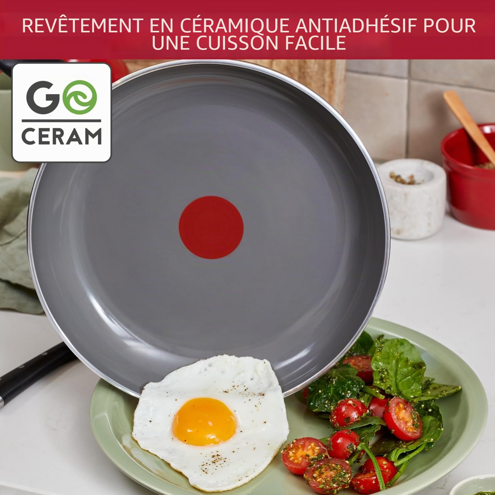 Lagostina Goccia Lot de 2 poêles 24/28 cm, revêtement en céramique antiadhésif, glisse optimale, nettoyage facile, écologique, thermo-Signal, sûr, compatible avec induction