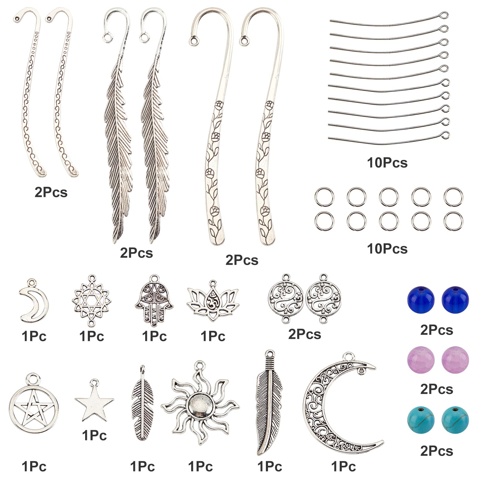 Lot De 10 Pendentifs Marque-pages En Alliage Pour Création De Bijoux - Breloques Fantaisie