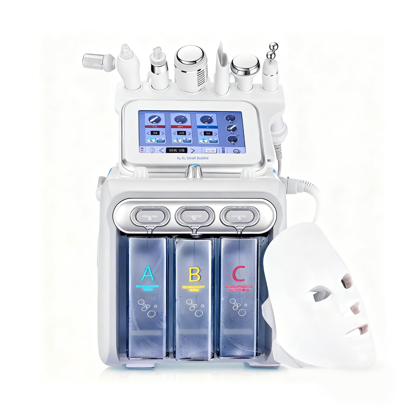 7 in 1 Gesichts-Wasserstoff-Sauerstoff-Schönheitsmaschine mit Maske, Multifunktions-Gesichtspflegegerät, Faltenreduzierung & Hydratation, At-Home Spa-Behandlung