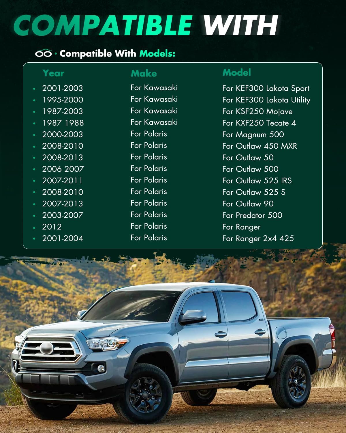 SCITOO 4Pcs 1.5 inch Wheel Spacers for Kawasaki KEF300 Lakota Sport KEF300 Lakota Utility KSF250 Mojave KXF250 Tecate 4 for Polaris 4x156 Wheel Spacers Adapters Bore 131mm Studs 3/8 4 Lug