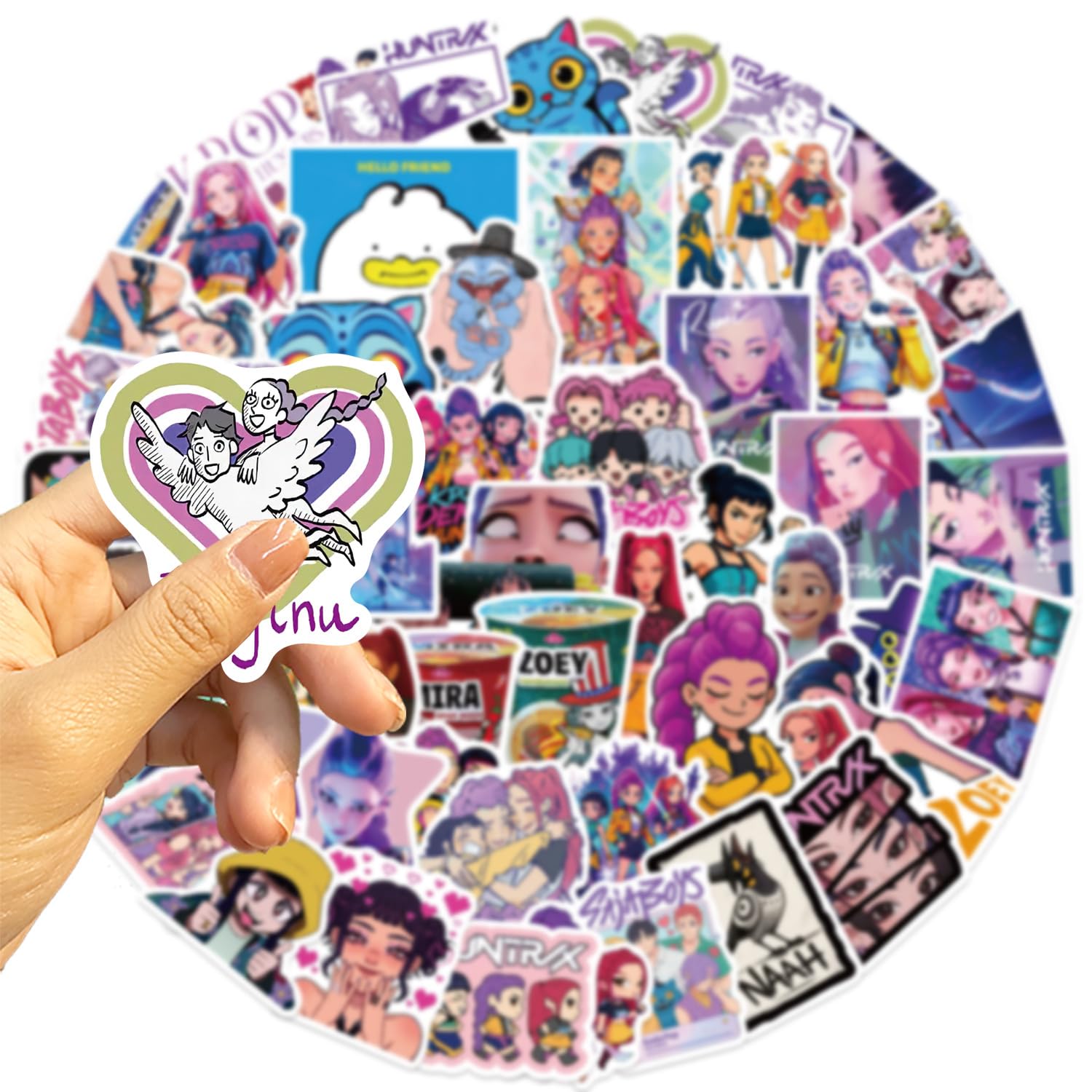 60Pcs Demon Movie Hunters Stickers Pack, Korean Idol Sticker Anime Style Stickers for Water Bottles, Huntrx, Saja Boys, Jinwoo, Rumi, Tiger, Zoeystery, Miromabby Decal Gifts for Laptop — view 2