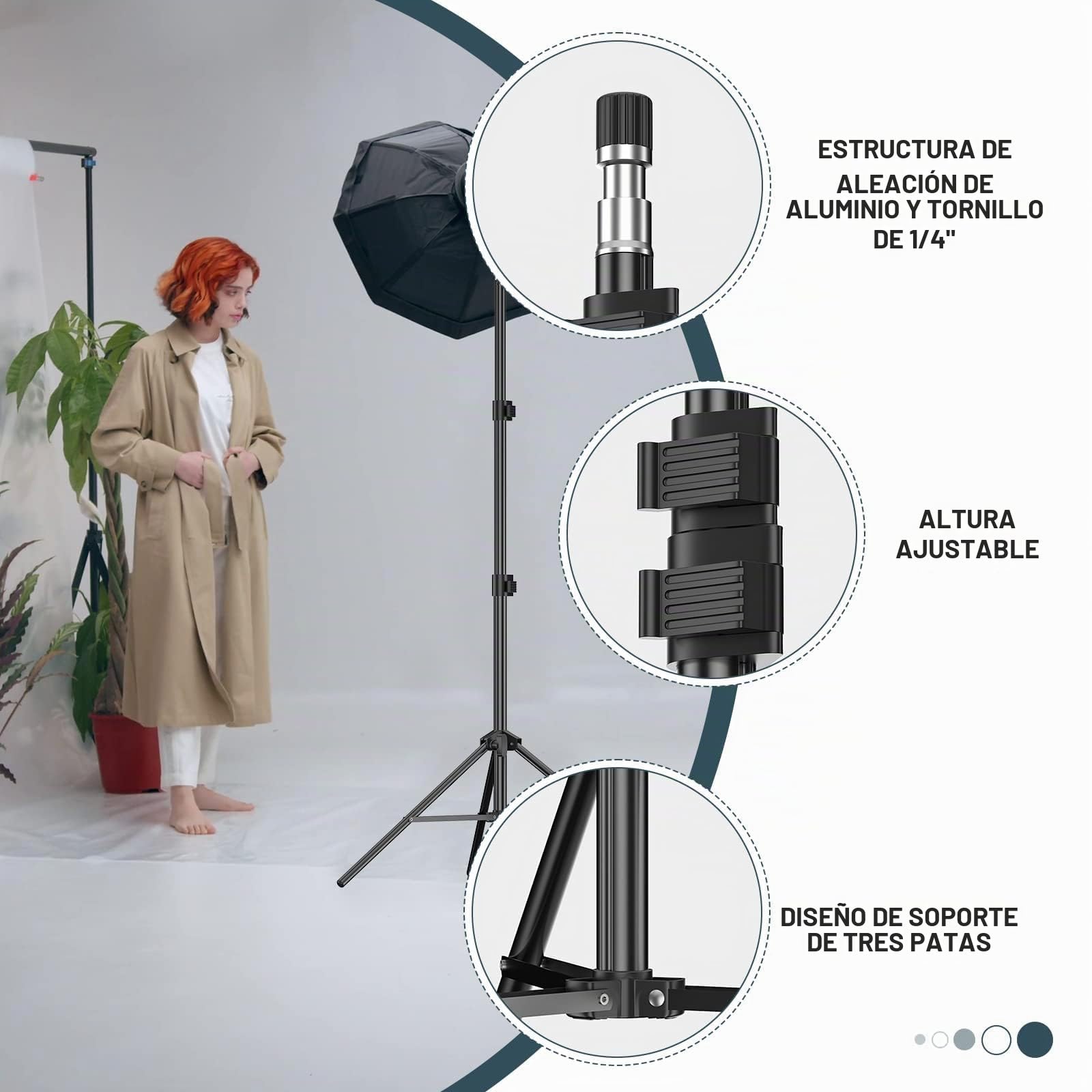 EMART 210cm Soporte de Luz, Tripode para Iluminación de Ligero Aluminio, Light Stand con Bolsa de Transporte Portátil para Foto, Video, Estudio - 2 Pack