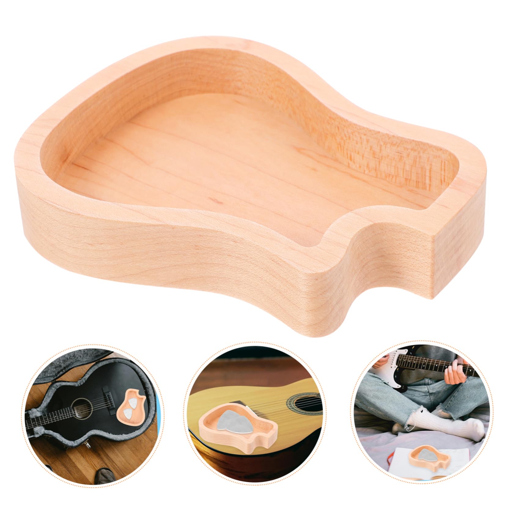 3Er-Box Aufbewahrungskoffer für Gitarren Ringhalter Schlag für Gitarrenplektrum Bass Daumenstütze Schmuckhalter Ukulele Zubehör Spielzeugzimmer wählen Container Hölzern