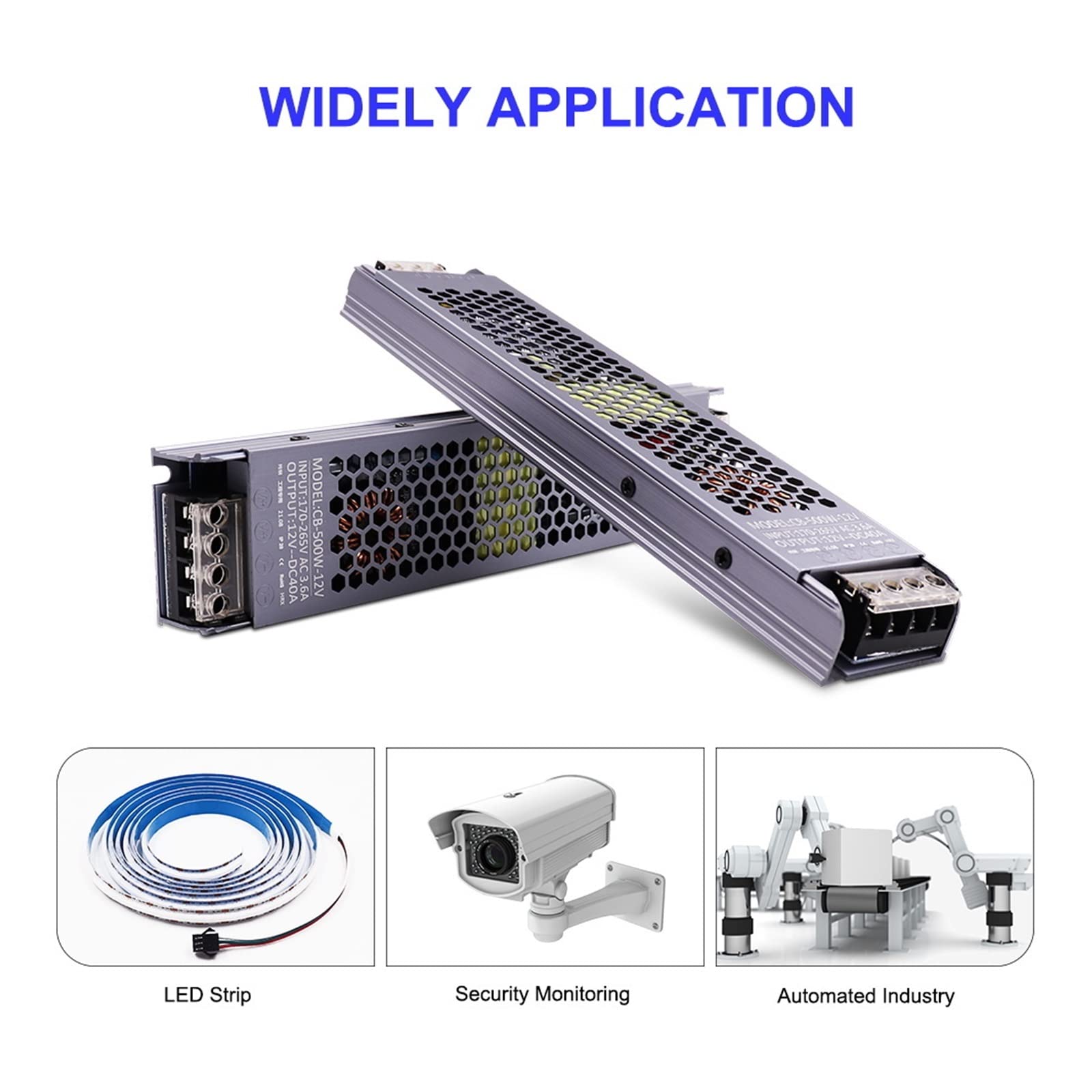 Transformador 6 0W 100W 200W 300W 400W 500W LED Fuente de alimentación del Conductor Super Delgada Anuncio Convertidor for DIRIGIÓ Bombilla de Tira(500W,12V)
