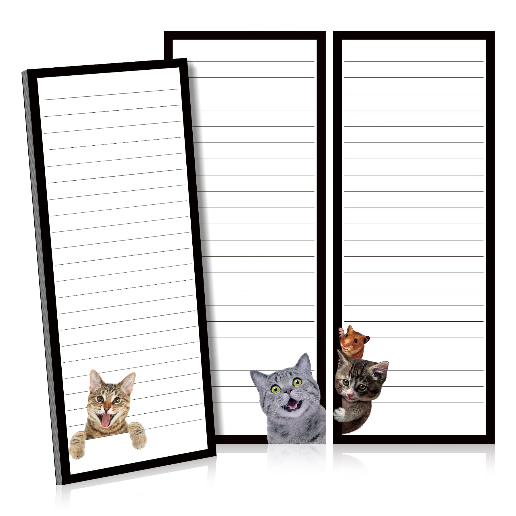 bvya 3 Full Back Magnetic Fridge Notepads-Large Notepads (3.5x9inch) for Grocery List, Shopping List, To-Do List, Reminders, Recipes- Memo Pad and