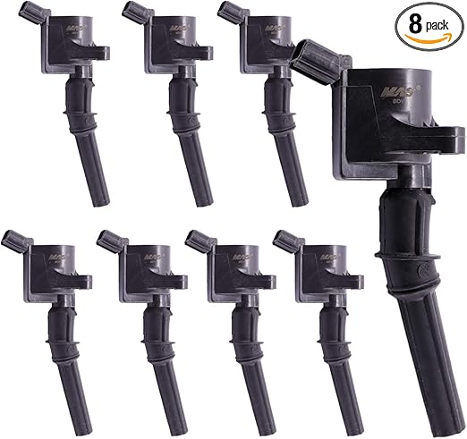 MAS 8 Pack Curved Boot Ignition Coil DG508 Compatible with Ford Lincoln Mercury 4.6L 5.4L V8 C1454 C1417 FD503 DG457 DG472 DG491 F523