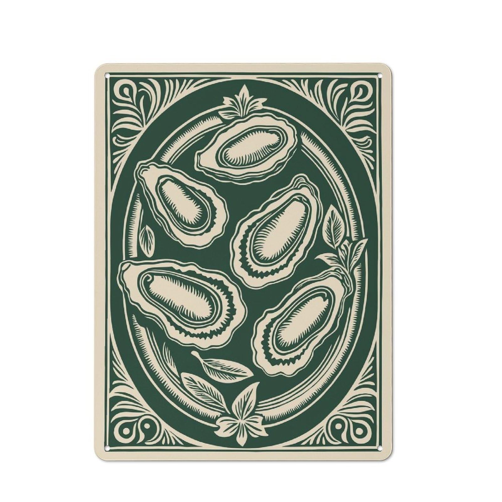Junmoney Style-9 Oysters On A Plate Illustration Tin Sign 40X30cm For Living Room Wall, Rustic Wall Decor, For Living Room Decor Lovers
