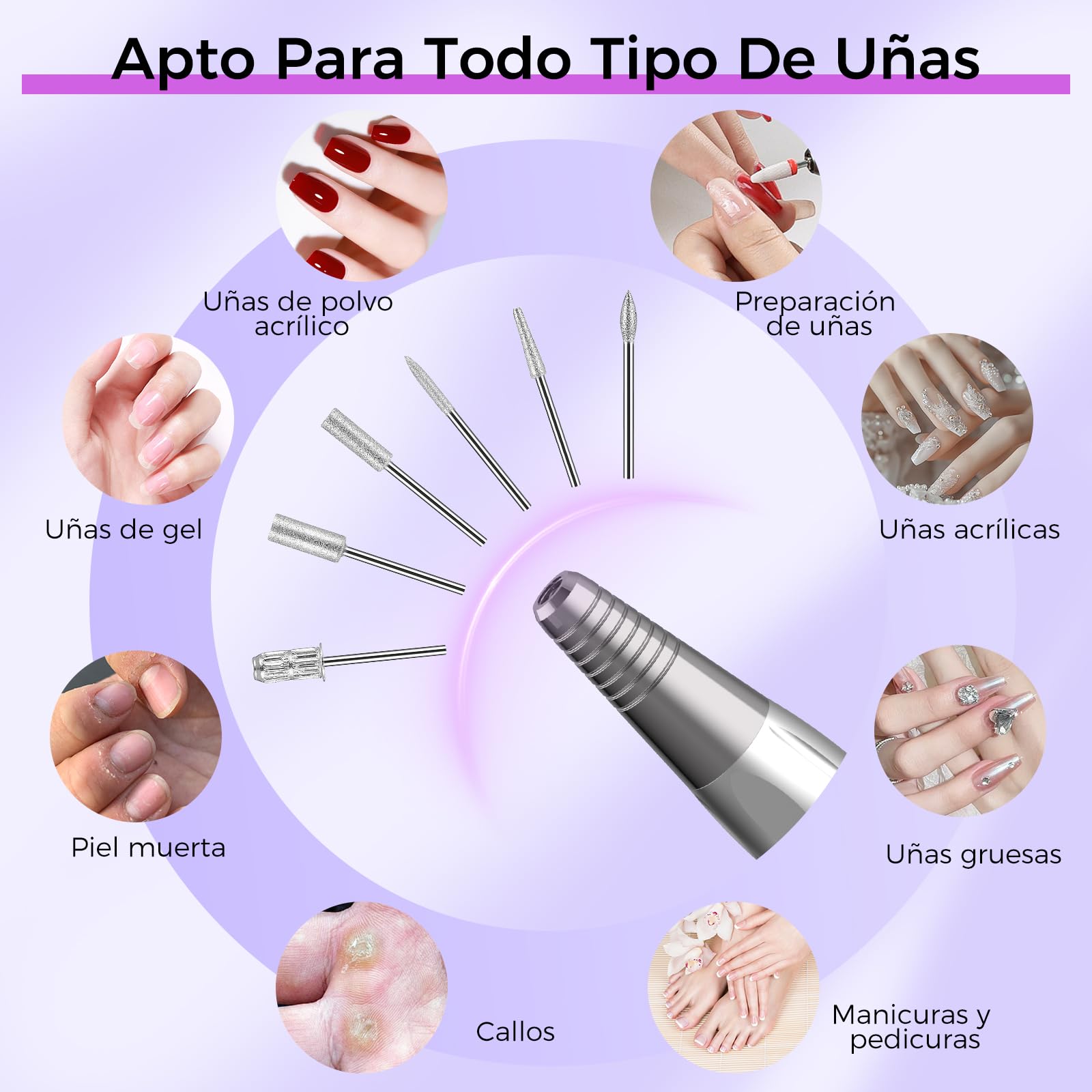 Torno para Uñas Profesional 35000RPM,NAILGIRLS 11 en 1 Torno de Uñas Acrilicas,Torno Electrico para Uñas con Pantalla y Pedal,Baja Vibración Torno Profesional para Uñas Tornos para Manicura y Pedicura