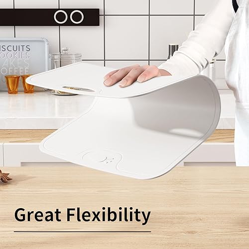 Miniatura 3 de Tabla de cortar de TPU para cocina, juego de tablas de cortar seguras de 3 piezas, tablas de cortar flexibles antideslizantes con ranura para
