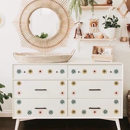 Miniatura 3 de QUCHENG Calcomanías de pared de margaritas bohemias para dormitorio de niñas calcomanías florales extraíbles para habitación de niños murales de