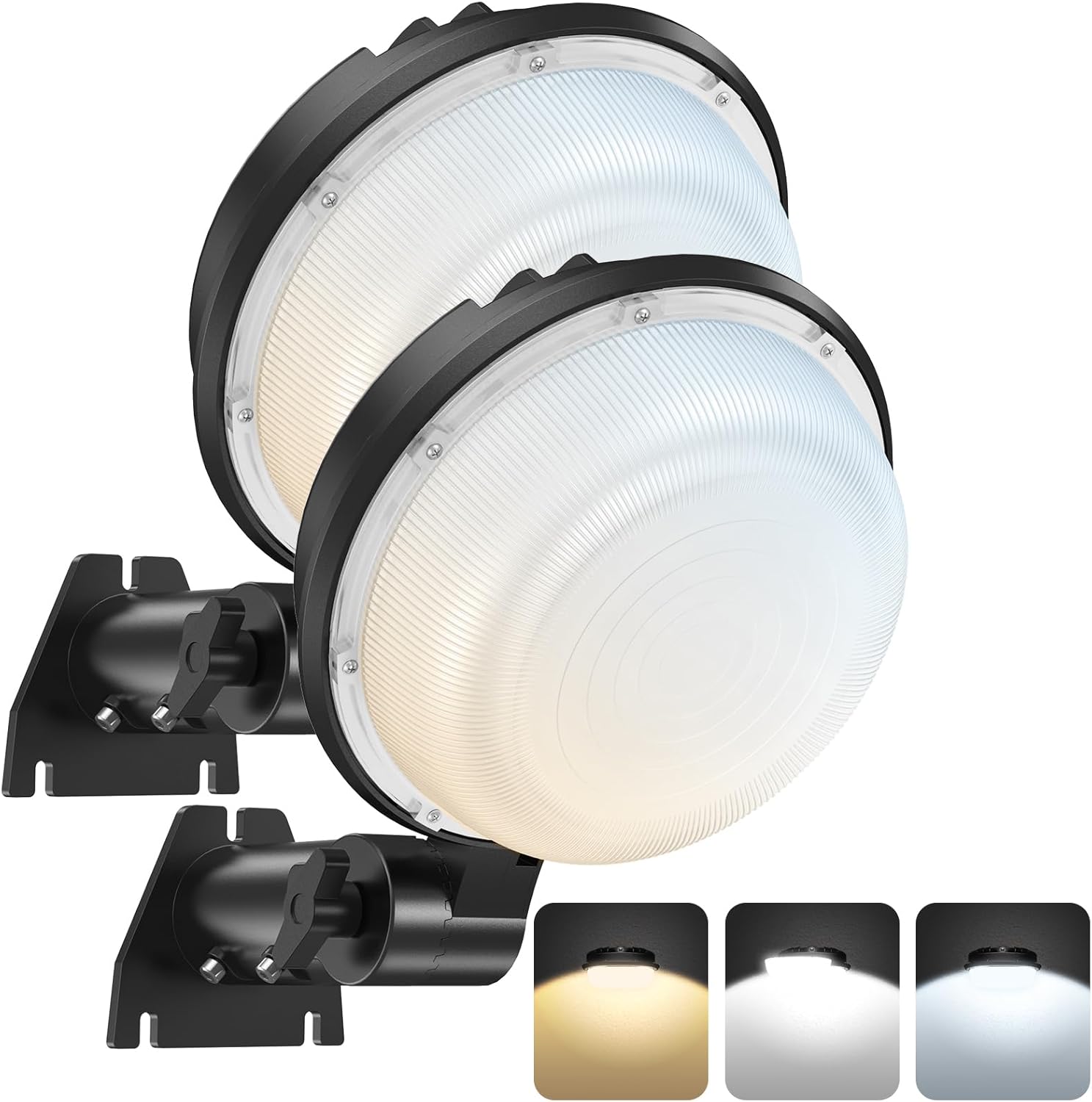 3CCT LED Barn Light, 150W 21000LM Adjustable 6500K/5000K/3500K, Dusk to Dawn Outdoor Lighting with Photocell 180° Adjustable IP66 Waterproof Security Street Light for Yard, Garage, Warehouse, 2 Pack