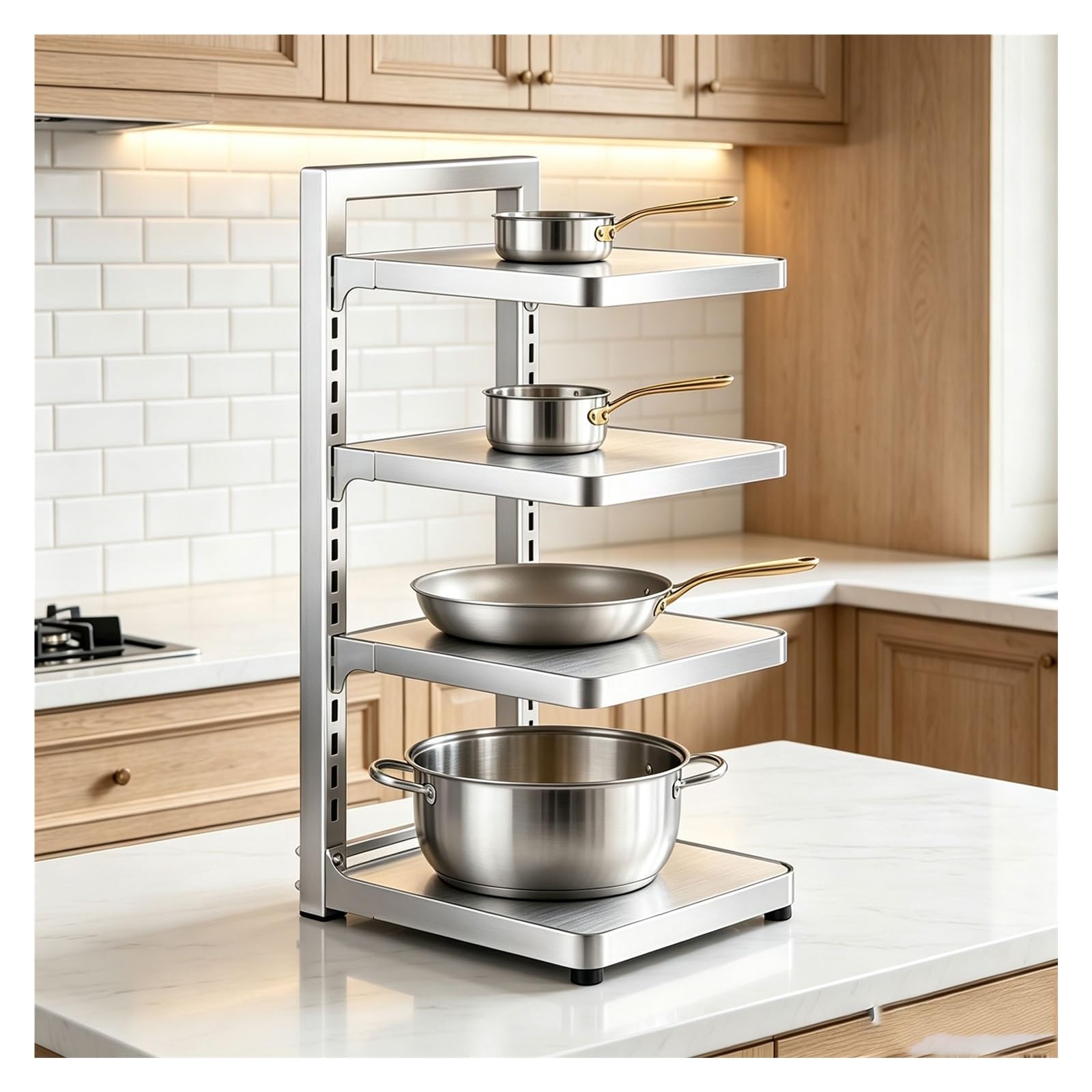 Organizer Per Pentole Da Cucina Regolabile In Altezza Acciaio Inox