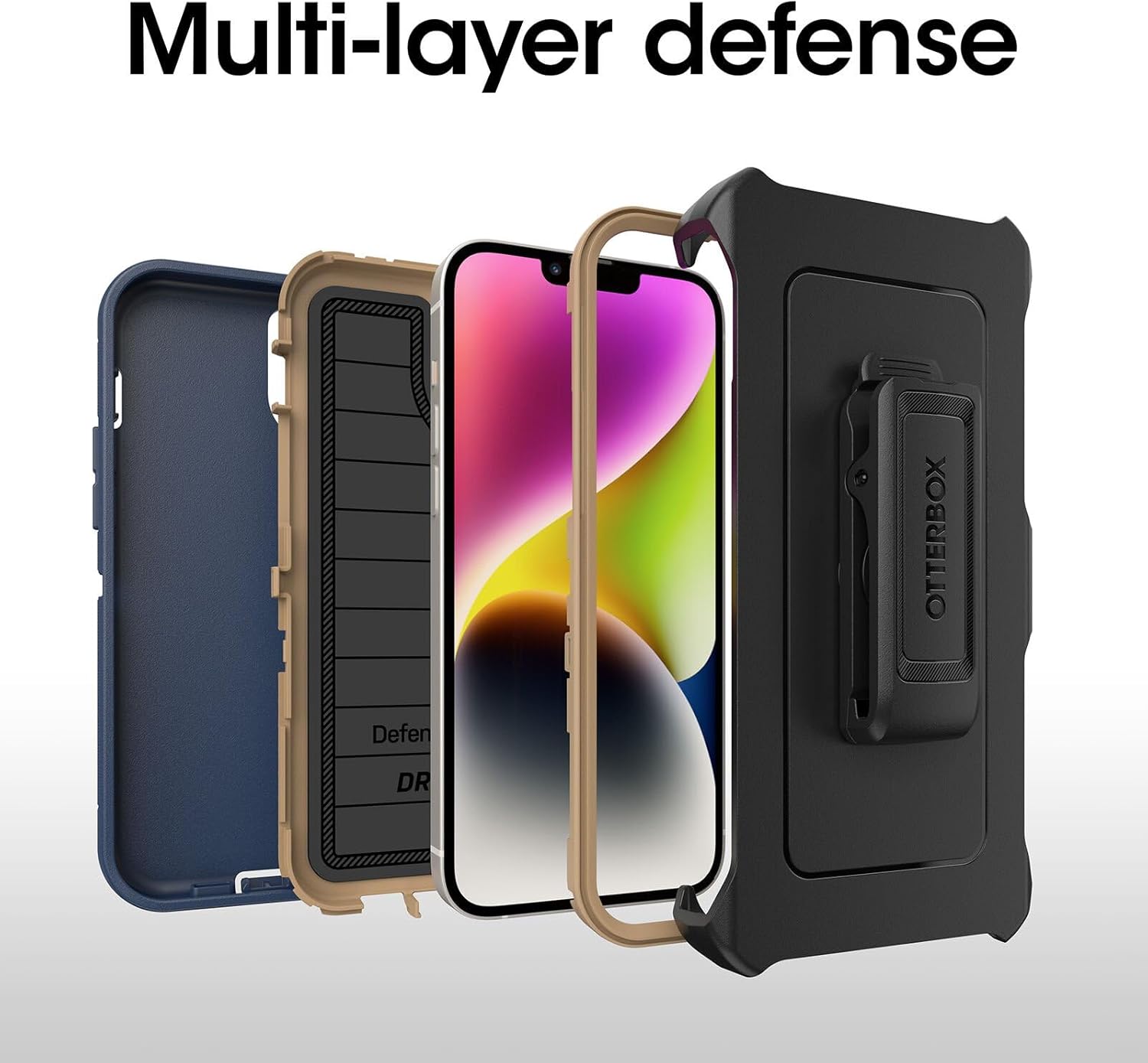 OtterBox Defender Series Screenless Edition Case for iPhone 14 Plus (Only) - Holster Clip Included - Microbial Defense Protection - Non-Retail Packaging - (Blue) - Image 3