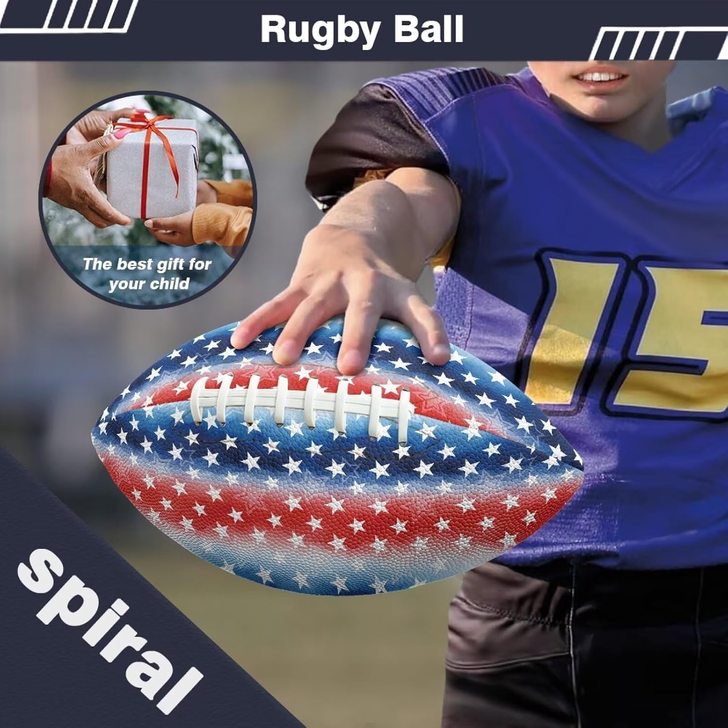 Custom Rugby Ball Personalized UV Printed PU Leather Training Ball with Various Designs for Team Coach Gift Logo Photo Text Durable Waterproof Grip Practice Souvenir Award Display