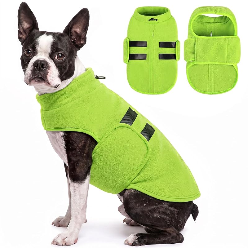 Suéter para cães Queenmore de fleece com orifício para guia, Green, tamanho Grande