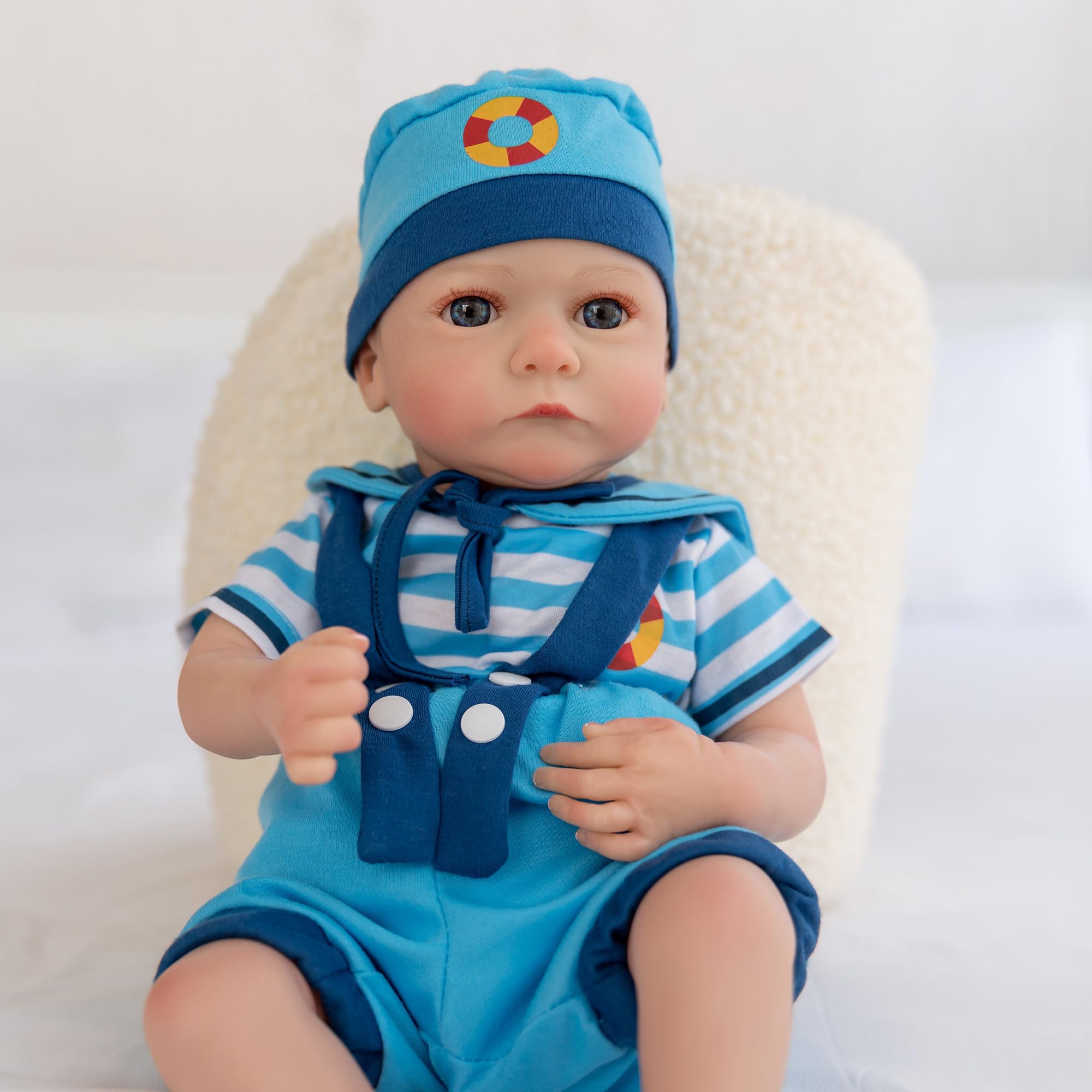 JUYOUYI Reborn Baby Dolls RB-Ava,18 Inch Realistic Baby Doll Girl lithe Cloth Body with Hair in Gift Box - Image 2