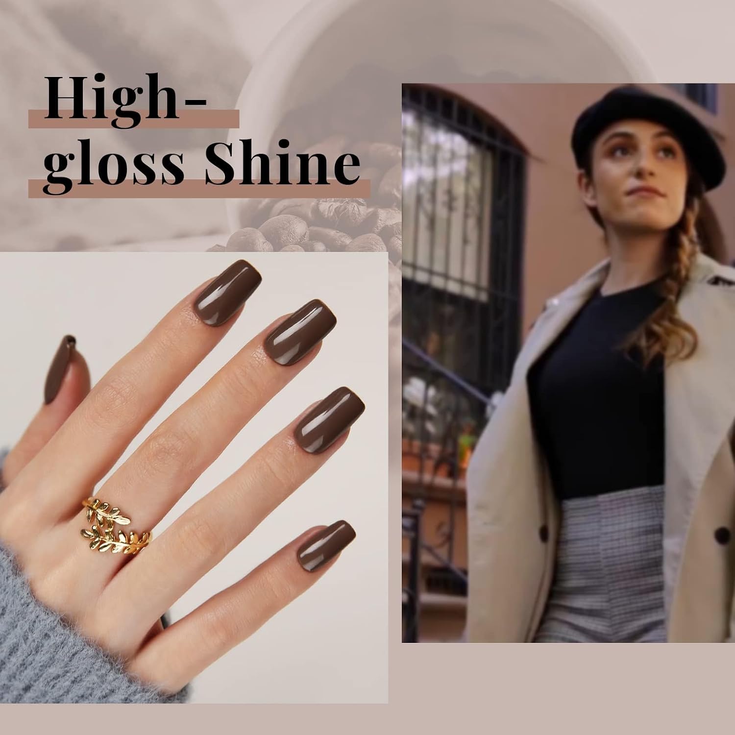Beetles Brown Gel Nail Polish – 15ml Dark Brown Gel Polish, Soak Off Uv LED Nail Lamp Nail Art Manicure Gift for Women
