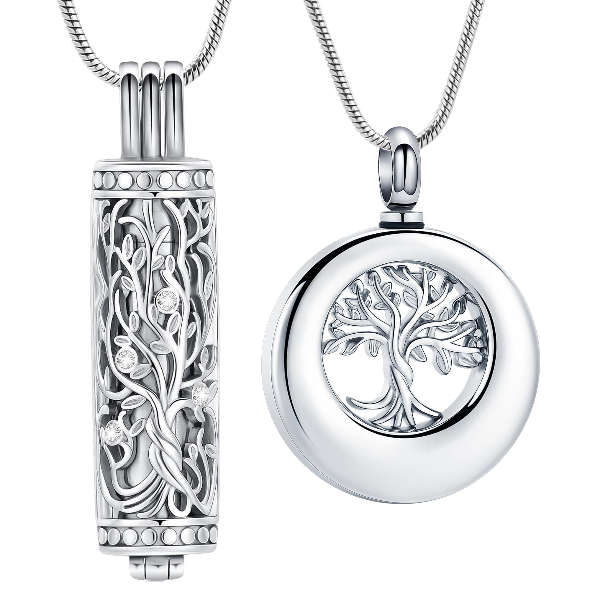 Collar de urna para cenizas para mujeres hombres círculo árbol de la vida eternidad conmemorativo colgante ceniza cremación joyería
