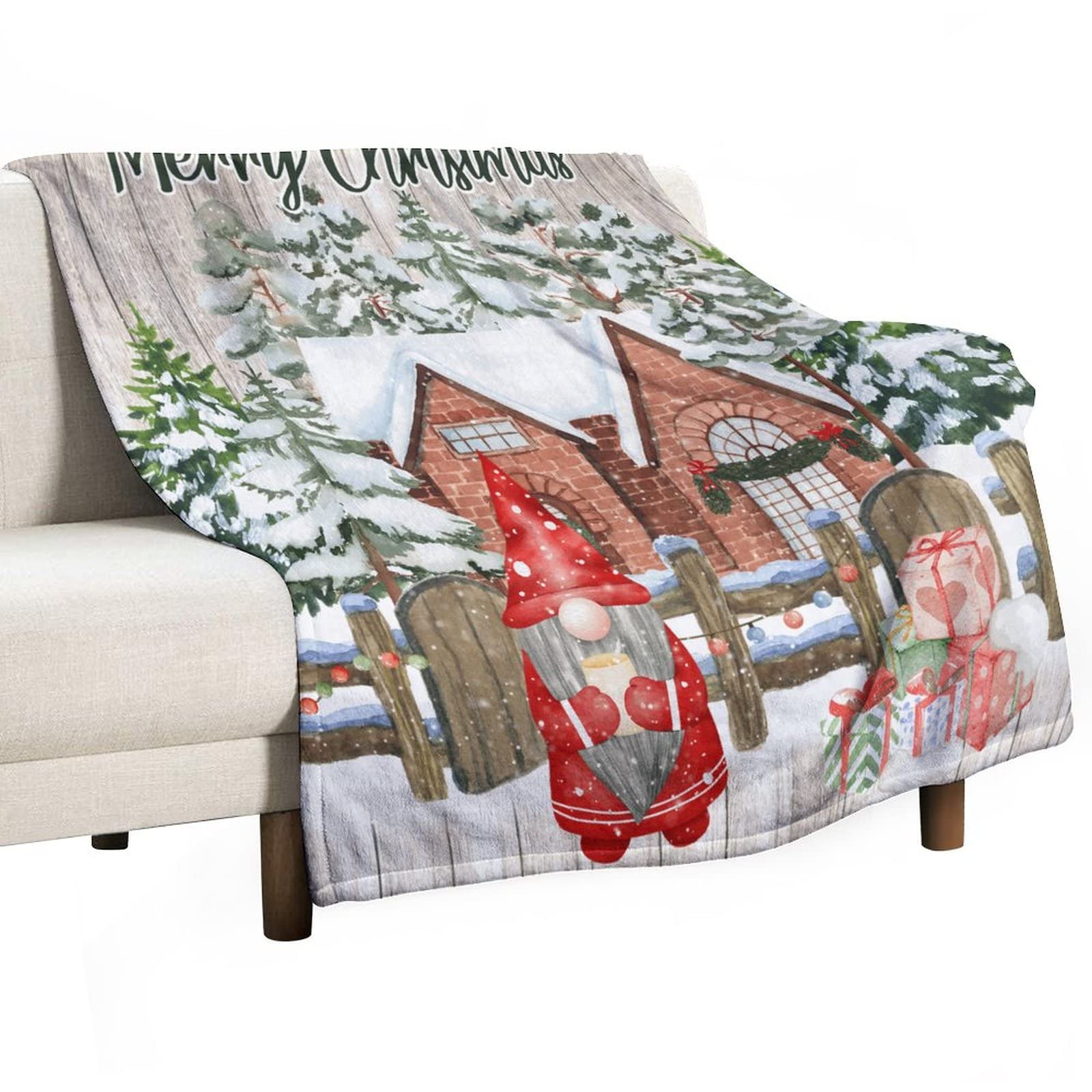 Couverture Noël nain douce en polaire chaude pour canapé d'hiver
