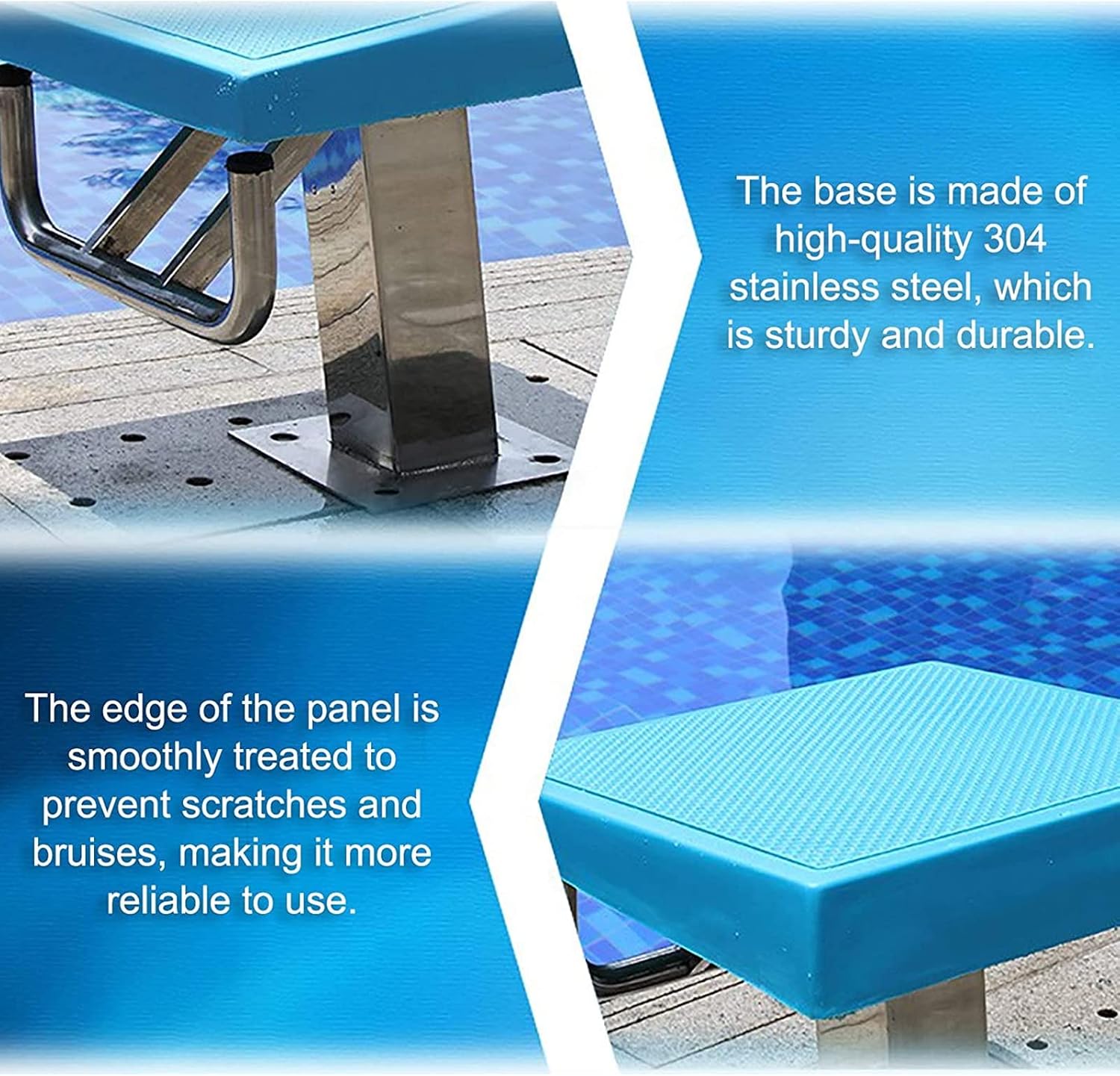 WANYE Pool Competition Jumping Platform, Non-Slip Diving Boards with Stainless Steel Base, Heavy Duty Diving Starting Block（19.7inch） 19.7inch