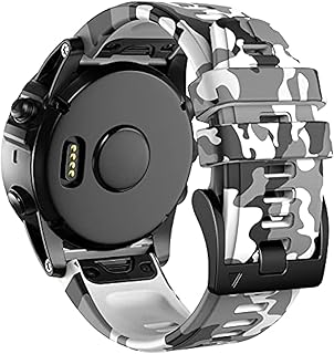22mm Camo Quick Easy Fit Silicone Watch Band Compatible for Garmin Fenix 5/Fenix 5 Plus/Fenix 6/Fenix 6 Pro/Fenix 7, Sport Waterproof Replacement Smartwatch Wrist Strap for Forerunner 935/Forerunner 945/Approach S60/S62/Quatix 5/Qatix 6/Qatix 7