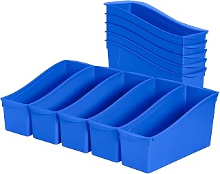 ECR4Kids Linking Book Bin, Interlocking Storage, Blue, 10-Piece