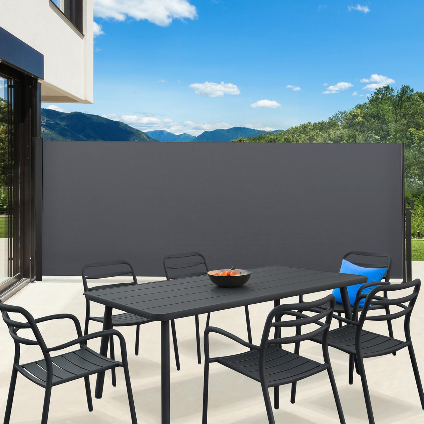 Paravent extérieur rétractable 180 x 400 CM Gris Anthracite Store latéral