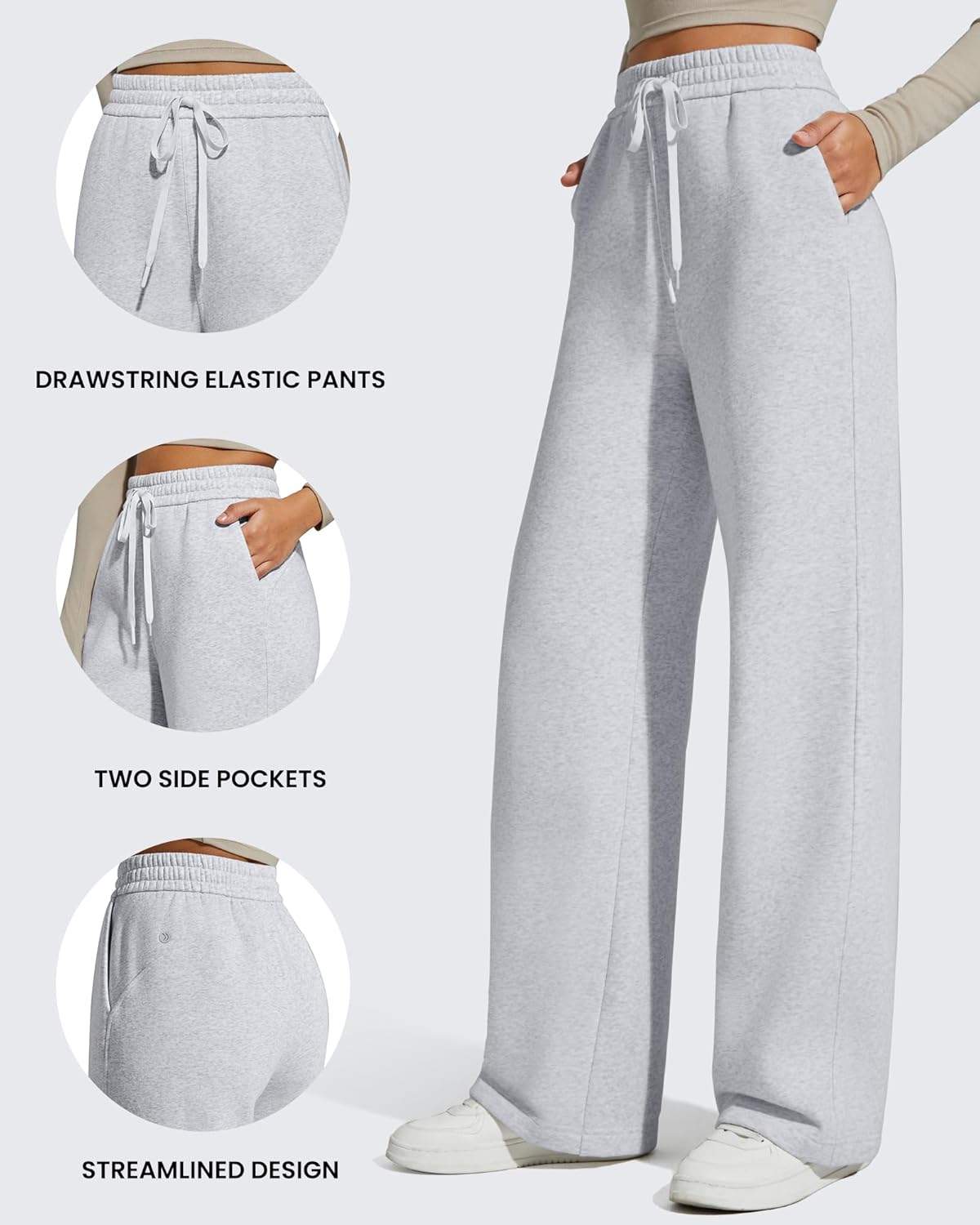 G4Free Flurrylux Fleece Lined Sweatpants Women Cotton Thermal Warm Wide Leg Pants with Pockets - Image 4