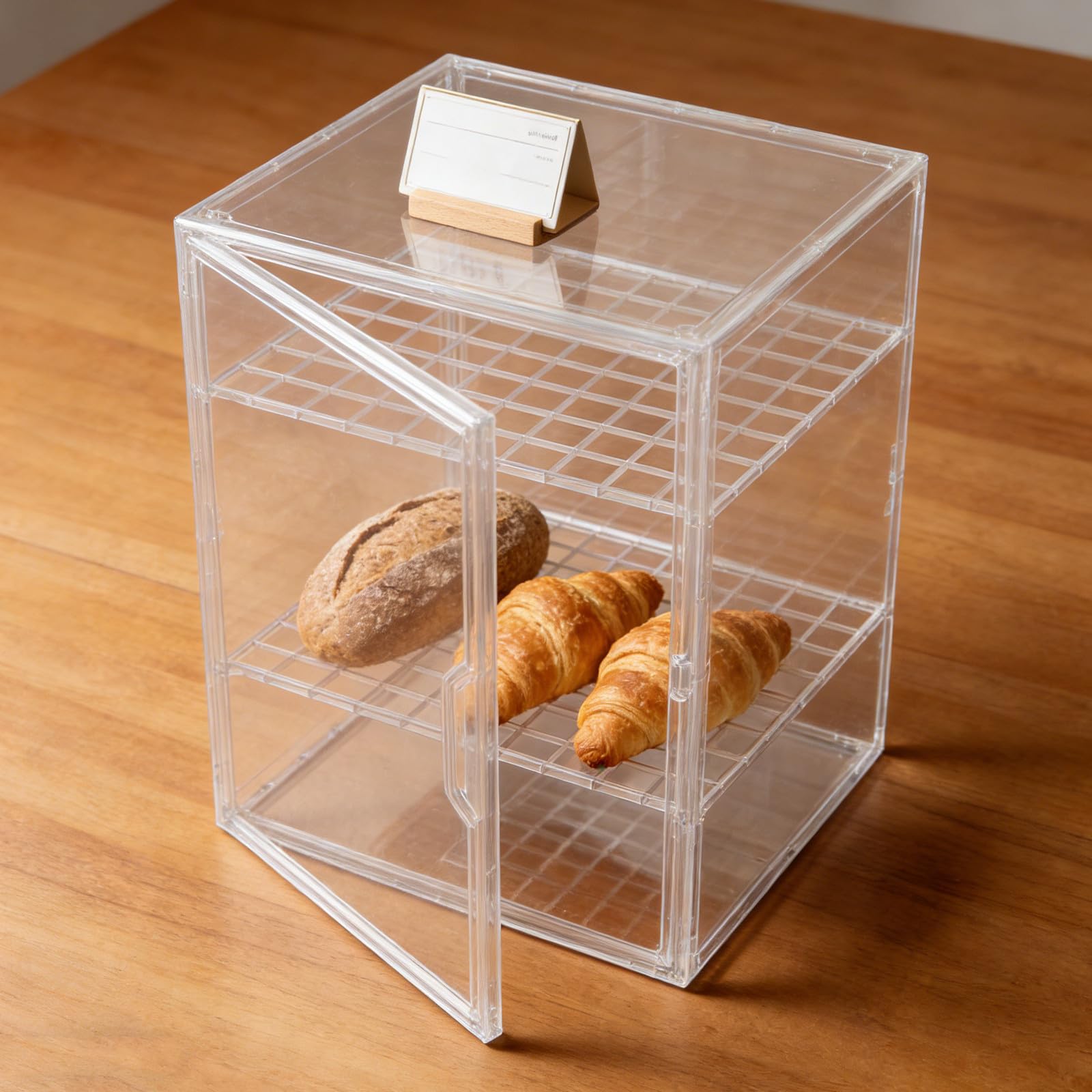 VILLCASE Vitrina Transparente de Acrílico de 3 Niveles para Panadería y Postres, Organizador Ajustable para Exhibición y Almacenamiento en Mostrador de Cocina