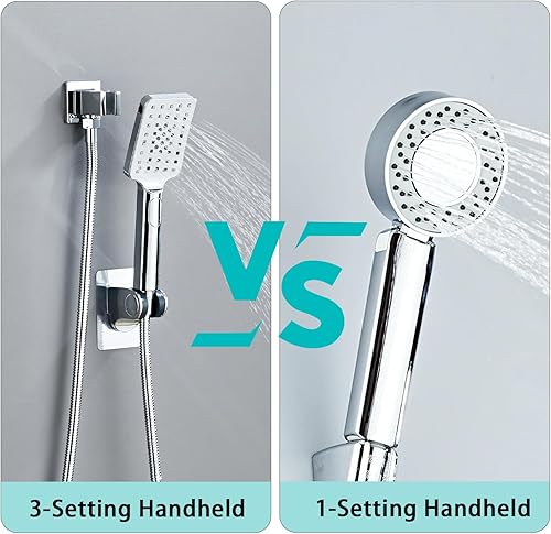 Miniatura 69 de Juego de grifo de ducha de 12 pulgadas, montaje en techo, sistema de ducha de lluvia de alta presión, combo de rociador de ducha de lluvia cuadrado