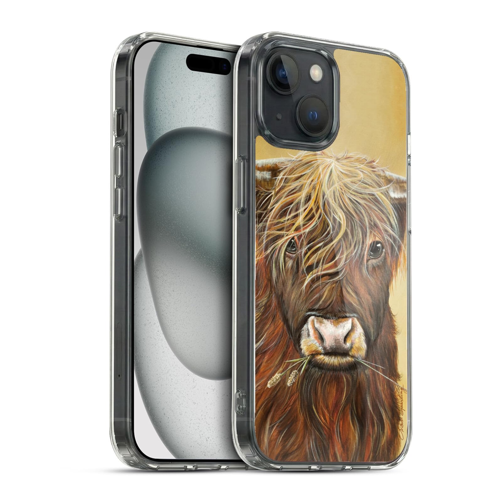 Carcasa iPhone 15 silicona Highland Cow funda gel transparente decorada 7