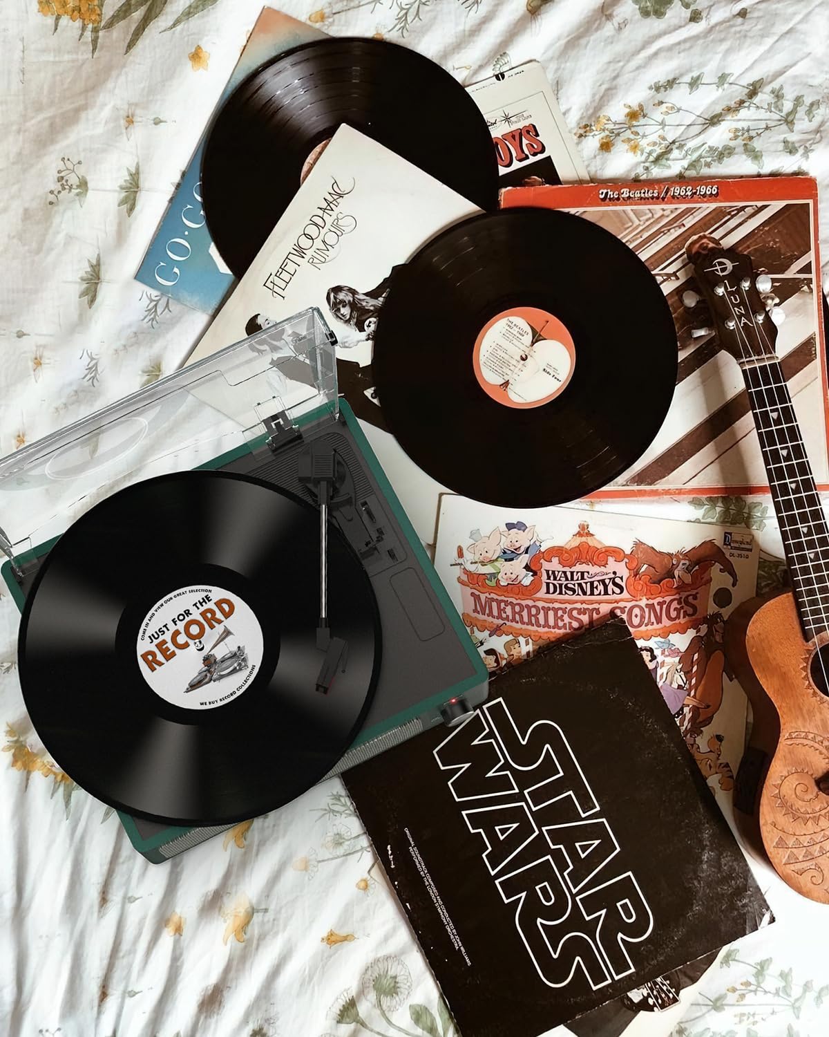 Vinyl Record Player Turntable with Built-in BT Receiver & 2 Stereo Speakers 3 Speed 3 Size Record Player LP Players Auto Stop for Entertainment and Home Decoration Classic Dark Blue - 3