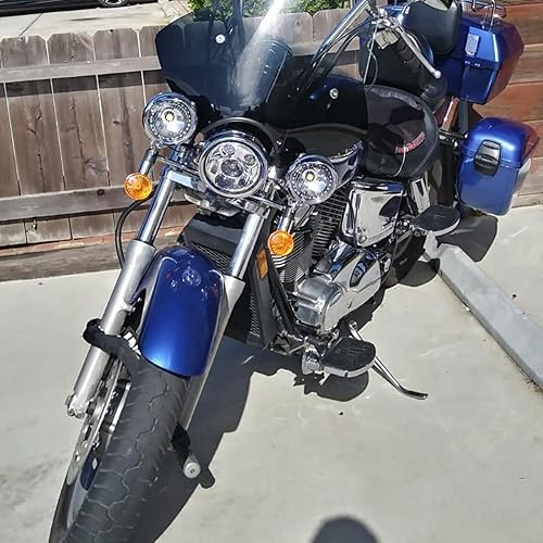 Miniatura 6 de Carcasa cromada para faros delanteros de motocicleta, 5.75, 5 34 pulgadas, cubo de faros delanteros compatible con Shadow Cafe Racer Bobber Cruiser