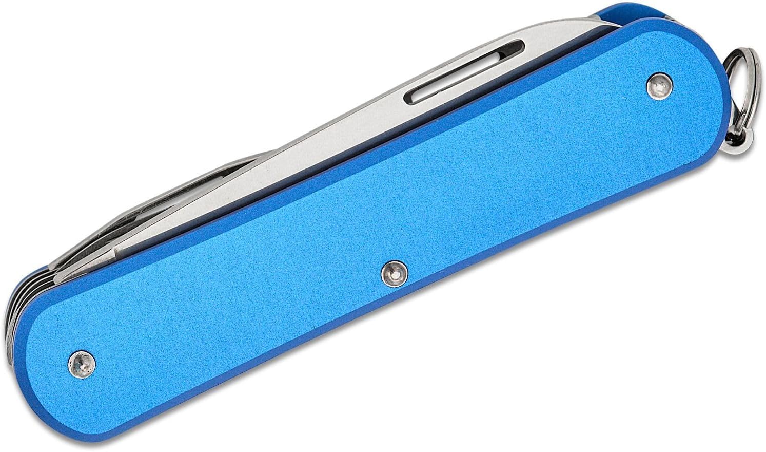 Fox Knives Vulpis FX-VP130-SF5 Slipjoint EDC Pocket Knife 5-in-1 Multitool - 2.17in Blade, Hacksaw, Bottle Opener, Can Opener, Scissors, Flat Head Screwdriver - Every Day Carry (Sky Blue)