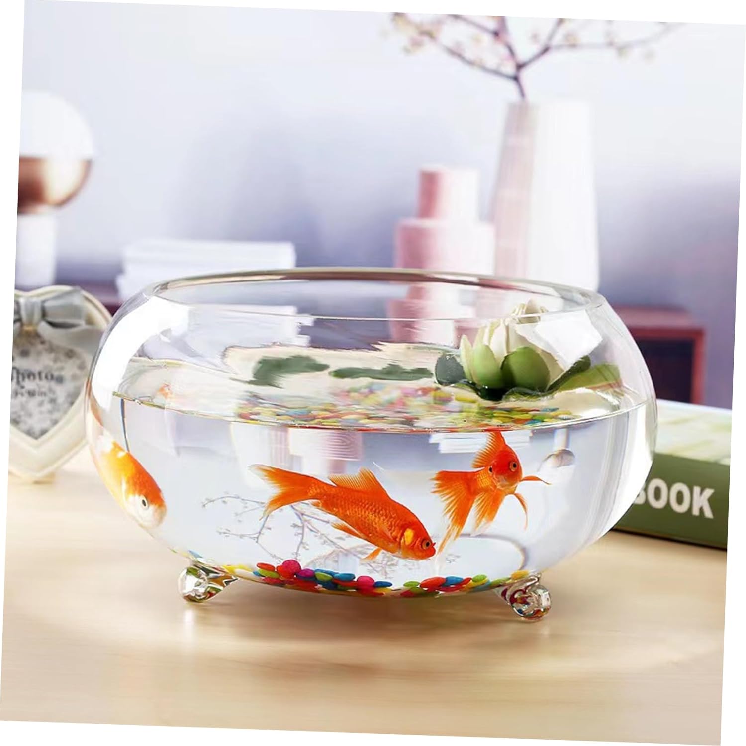 Round Glass Fish Bowl Terrarium Planter Vase for Betta Fish and Hydroponic Plants Creative Decorative Centerpiece for Home Office and Weddings