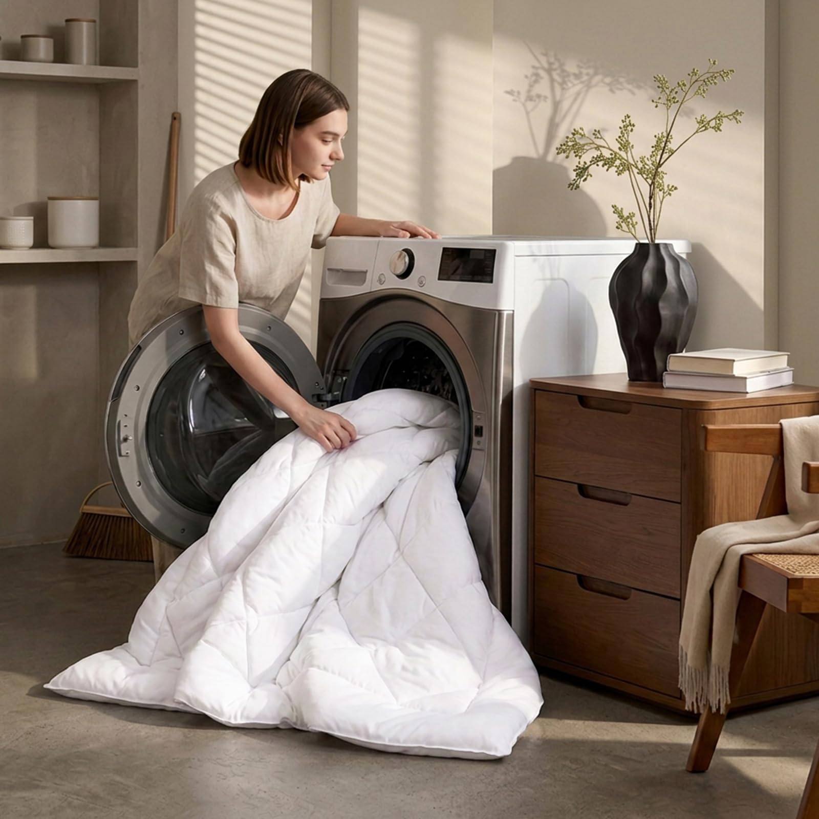 CozyLux Piumone Matrimoniale 220x240 cm per 4 Stagioni, Trapunta Invernale 220 x 240, Piumone Letto in Microfibra 300 g/m², Morbido, Caldo e Traspirante, Lavabile in Lavatrice, 240x220, Bianco
